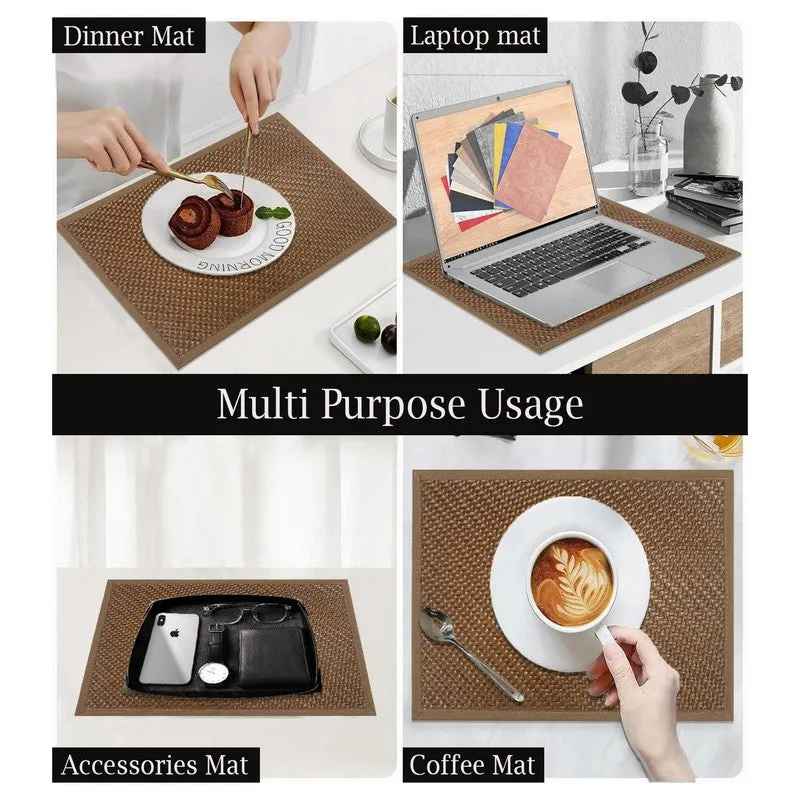 Rustayne Brown Rectangle PVC Table Mats - Set Of Four media 5