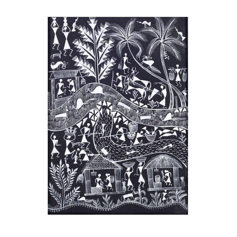 Mila Warli Canvas Wall Art - Set Of Two media 5