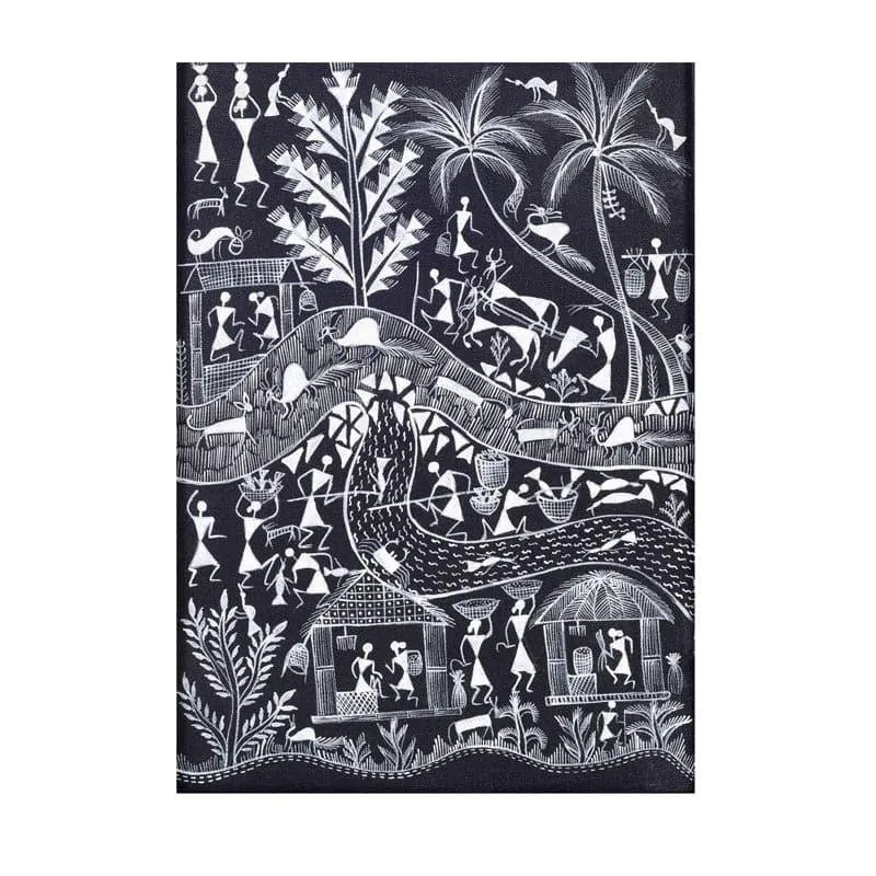 Mila Warli Canvas Wall Art - Set Of Two media 5