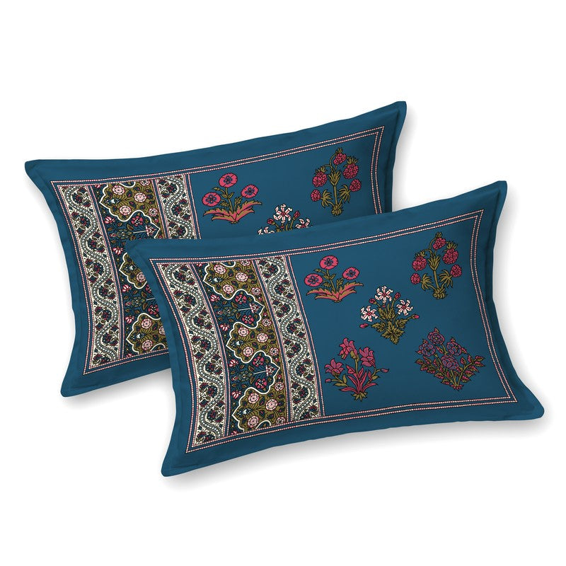 Desert Bloom Cotton Bedsheet (Blue,Maroon) - 120 TC media 4