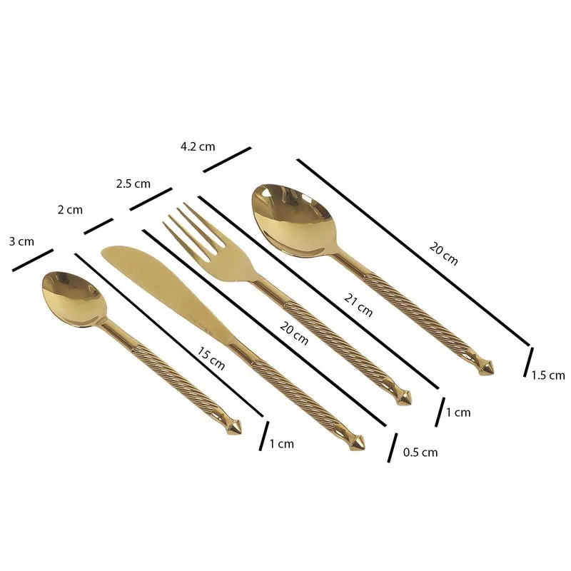 Opulen Stainless Steel Cutlery Set (Gold) - Twenty Four Piece Set media 6