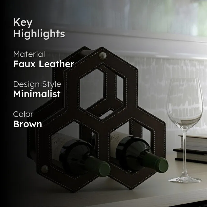AarviDecor HexaCell Faux Leather Wine Rack - Brown media 2