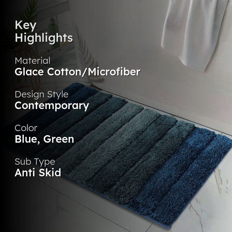 Line Luxe Micro Fiber Bath Mat - Blue, Green media 2