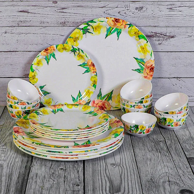 Floro Wrap Melamine Dinner Set - 24 Piece Set media 1