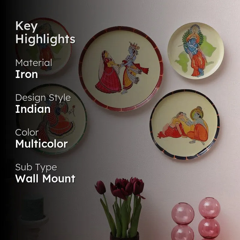 Radhey Krishna Iron Wall Plate - Set Of Five media 2