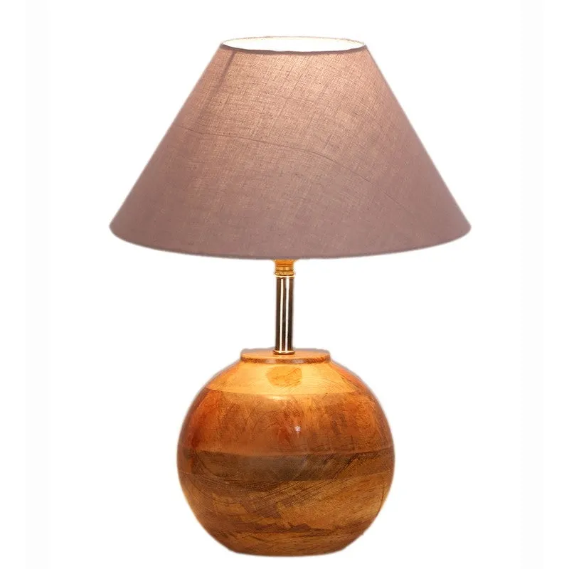 Auryon Cotton Table Lamp With Wooden Base - Grey media 5