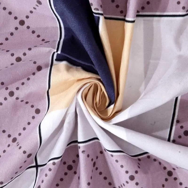 Asymmetric Tile Printed Microfiber Bedsheet (Purple) - 130 GSM media 4