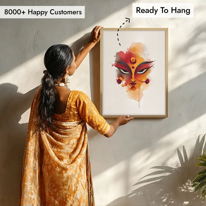 Jagat Swamini Maa Durga Archival Paper Wall Art - Natural Brown Frame media 7