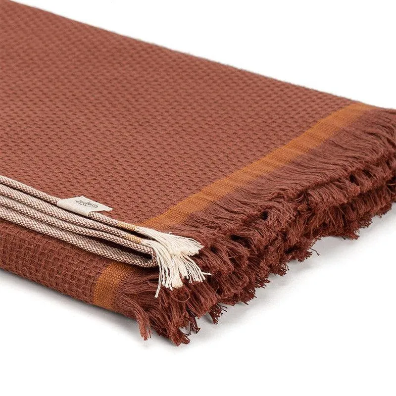Gamchha Terry Cotton Bath Towel - Brown media 3