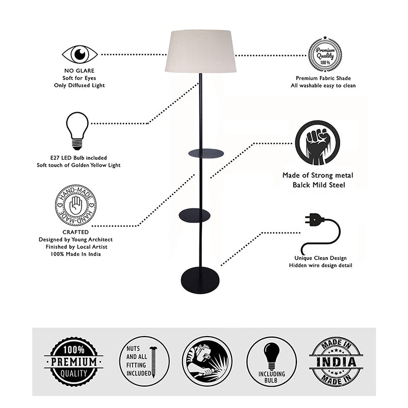 Elfin Floor Lamp With Shelf - Ivory media 5