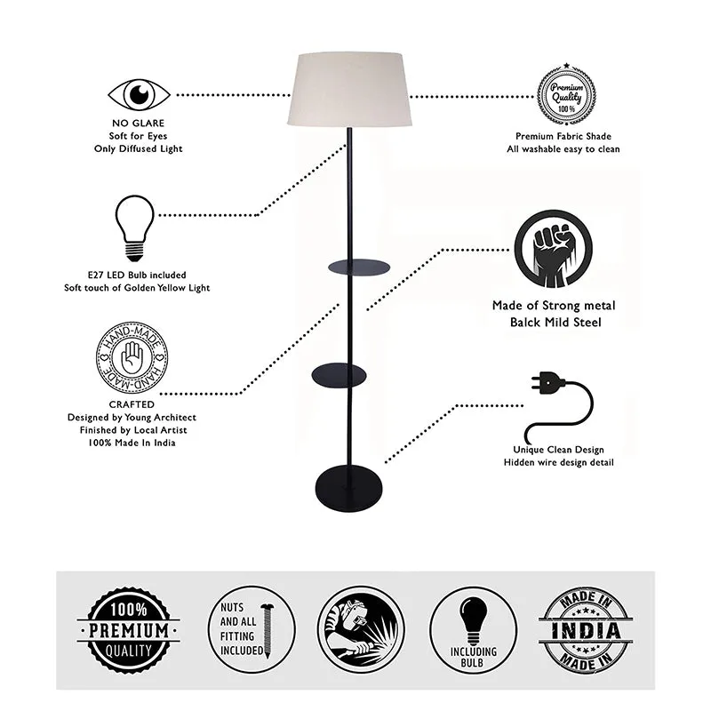 Elfin Floor Lamp With Shelf - Ivory media 5