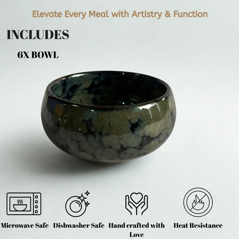 Mystique Handcrafted Ceramic Dip Bowls (Olive Green,150 mL) - Set Of Six media 6