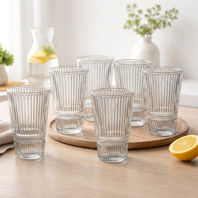 Glass Drinking Glasses (310 mL Each) - Set Of Six