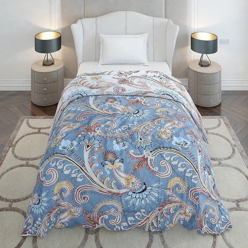 Monte Carlo Bloomelia Floral Polyester Reversible Comforter (Blue) - 120 GSM media 5