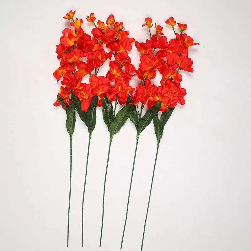 Decorative Artificial Fabric Orchid Flower - Set Of Five media 5