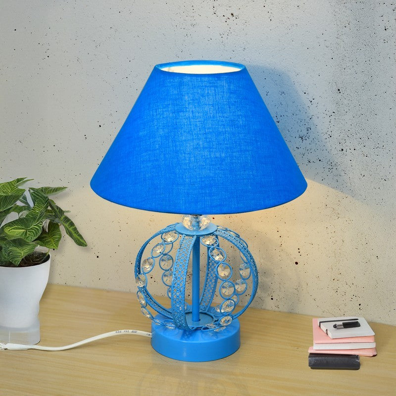 SculptaLight Artistic Desk Wooden Table Lamp - Blue