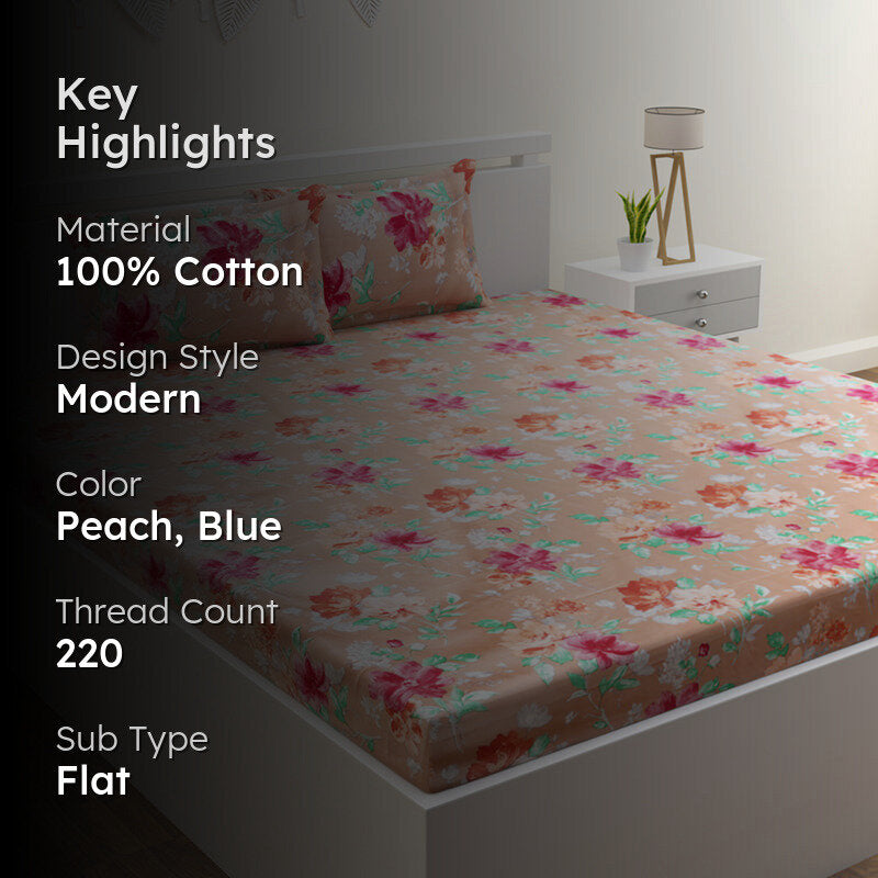 Riri Floral Printed Cotton Bedsheet - 220 TC media 2
