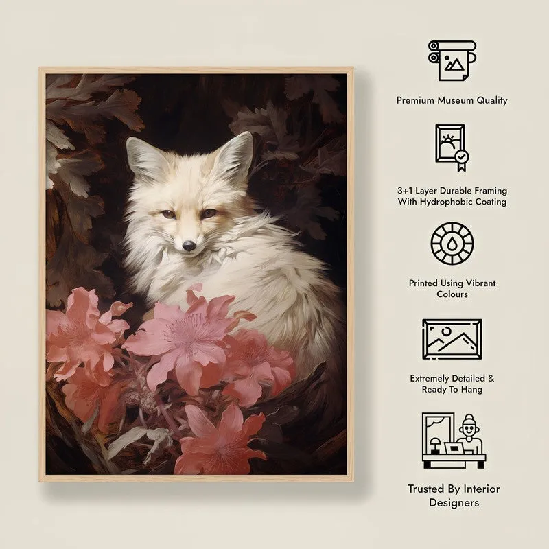 White Blossoms Archival Canvas Wall Art - Natural Brown Frame media 8