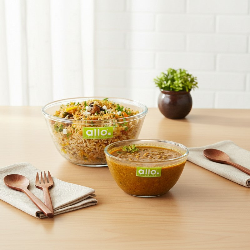 Vortex Glass Mixing Bowl (1600 /2100 mL) - Set of Two