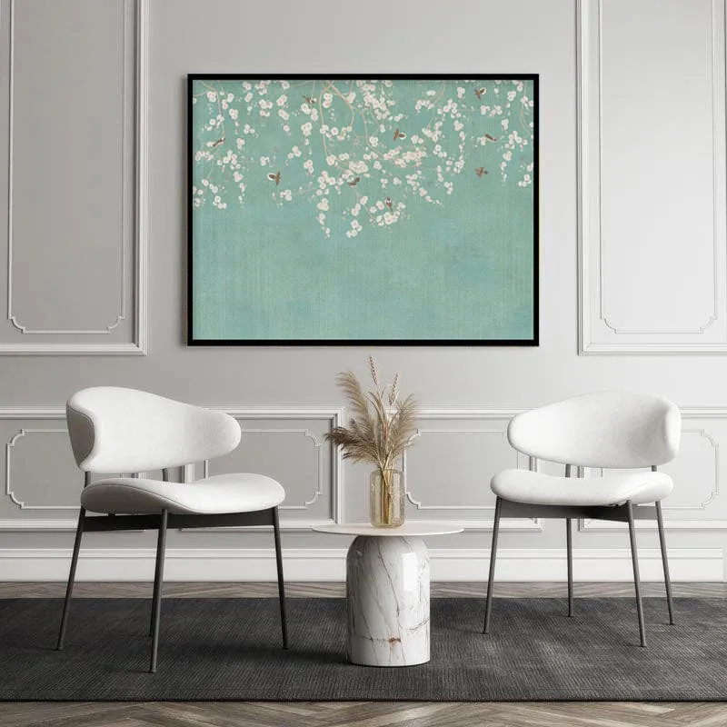 Vintage Birds On Branches Painting - Black Frame media 4