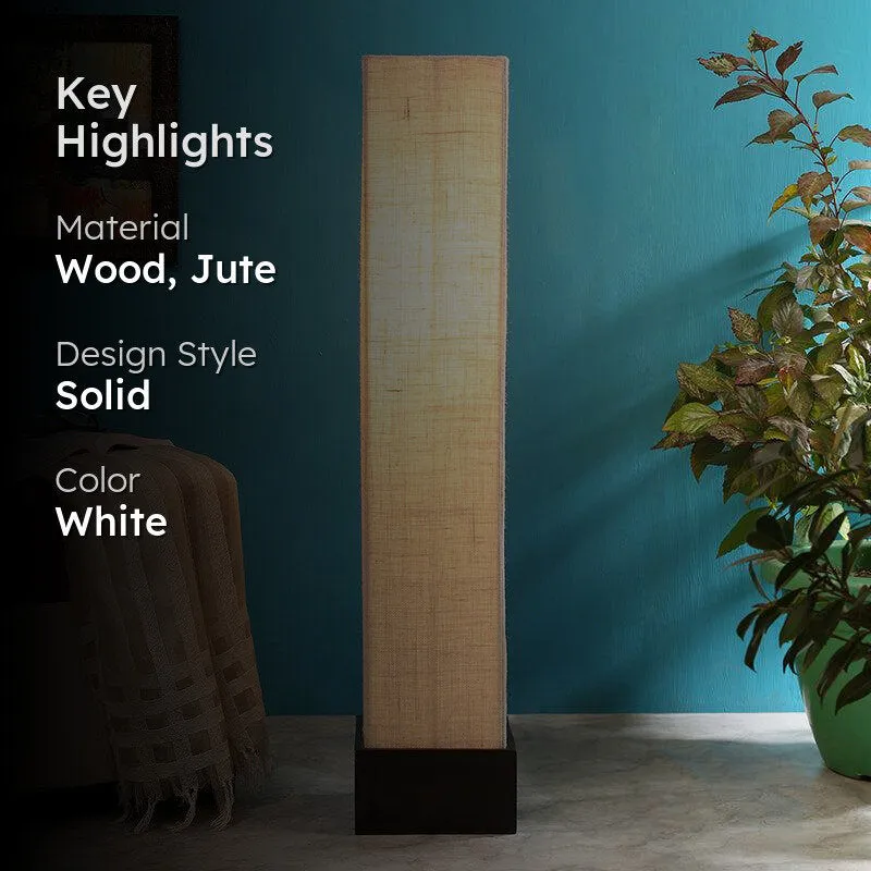Axiya Wooden Tower Floor Lamp With Jute Shade - White media 2