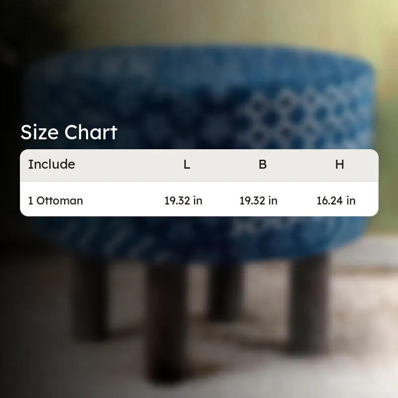 Pverix Acacia Wooden Ottomans - Blue media 8