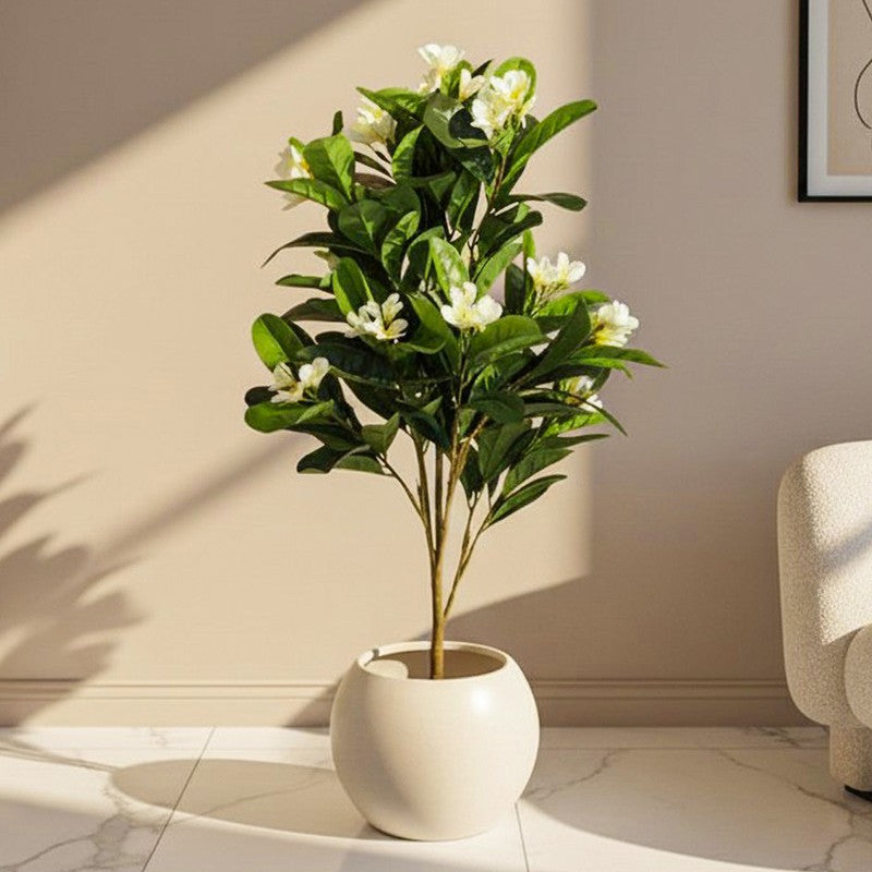 Verdiq Artificial Frangipani With Black Plastic Pot - 4.5 Feet