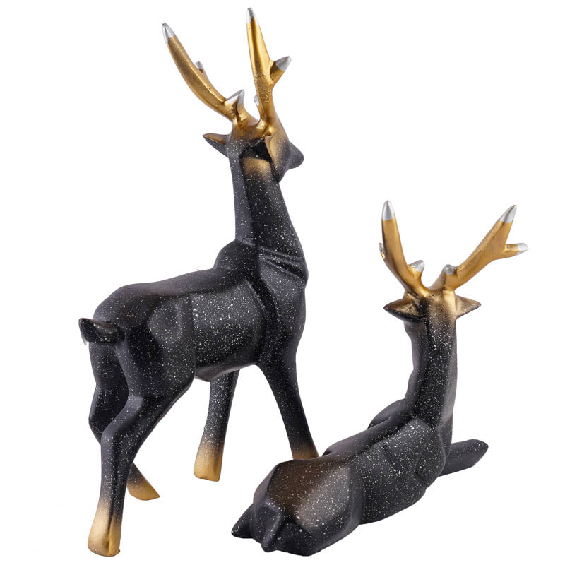 Opulent Stag Painted Polyresin Show Piece (Black) - Set Of Two media 5