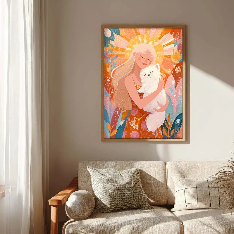 Daisy Dream Canvas Wall Painting - Brown Frame media 6
