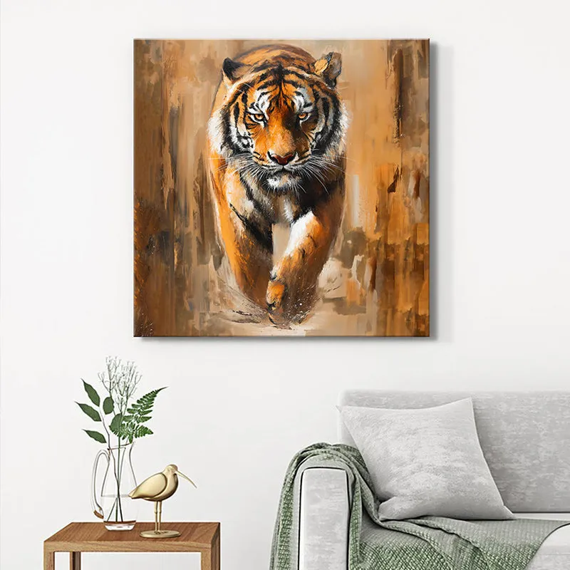 Ferocious Tiger Poly Canvas Wall Painting media 1