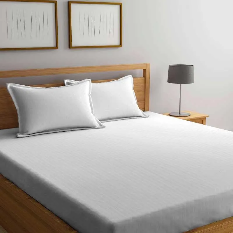 Cora Stripe Microfiber Bedsheet (White) - 130 GSM media 3