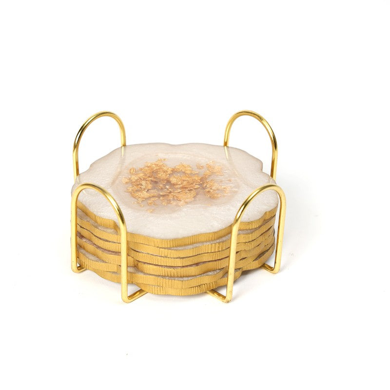 Celeste Crystal Coaster With Stand (White) - Seven Piece Set media 4