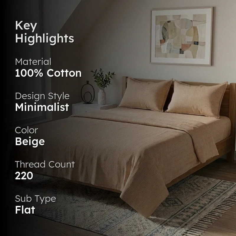 Serene Spread Cotton Bedsheet (Beige) - 220 TC media 2