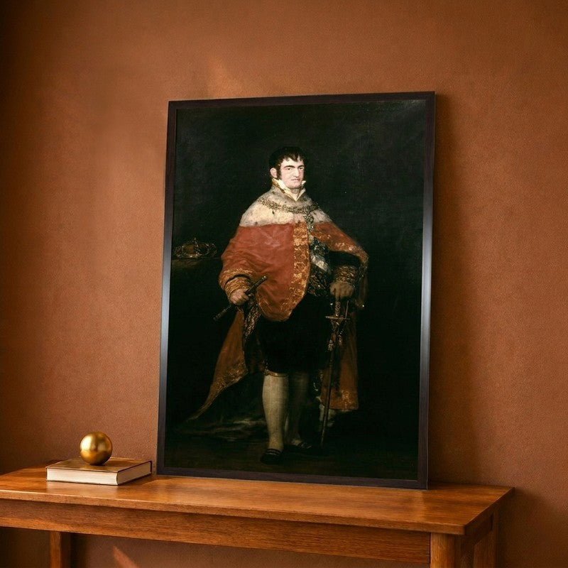 Portrait of the King of Spain Ferdinand VII with His Royal Mantle 1815 Canvas Wall Painting - 12 x 18 Inches