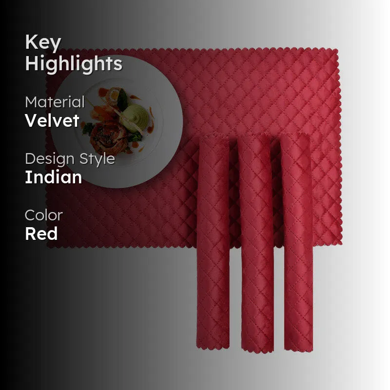 Osric Velvet Quilted Placemat (Red) - Set Of Six media 2
