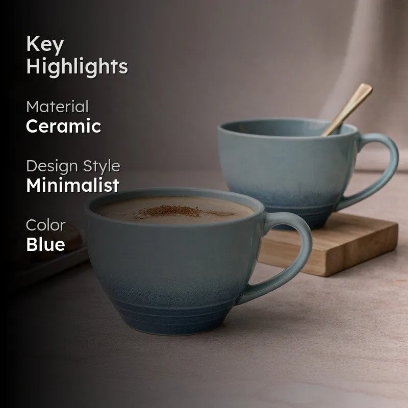 Whimsi Ceramic Coffee Mug (500 mL Each,Blue) - Set Of Two media 2