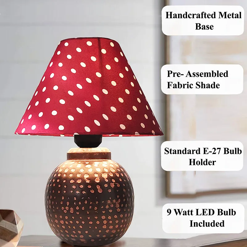 Scarlet Polka Metal Fabric Table Lamp - Red,Brown,White media 4