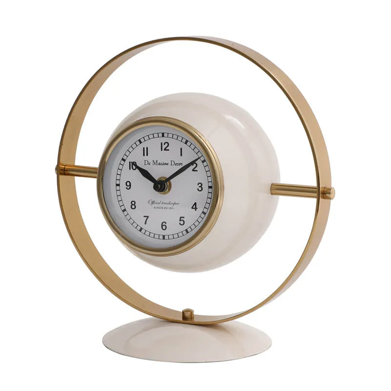 Lineage Halo Table Clock - White & Gold media 5