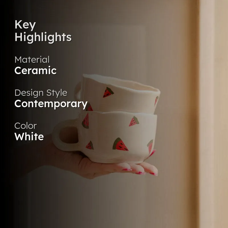 Melon Ceramic Coffee Mug (250 mL Each) - Set of Two media 2