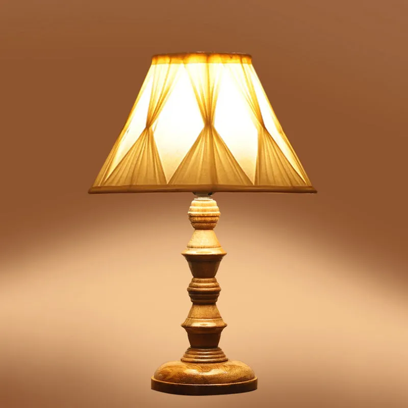 Pleatra Pinch Timber Wooden Table Lamp - Ivory,Brown media 5