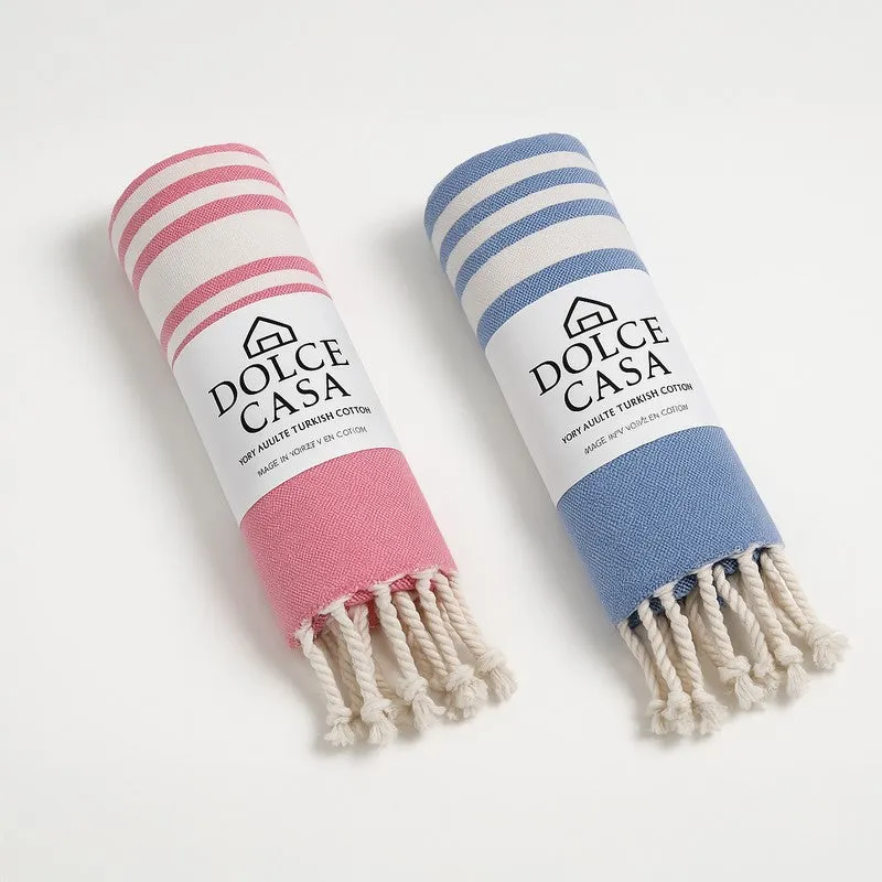 Loomera Striped Cotton Bath Towels (Dark Blue & Pink) - Set Of Two media 7