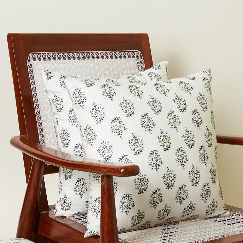 Sanganeri Charm Cushion Cover  (Teal) - Set Of Two media 2