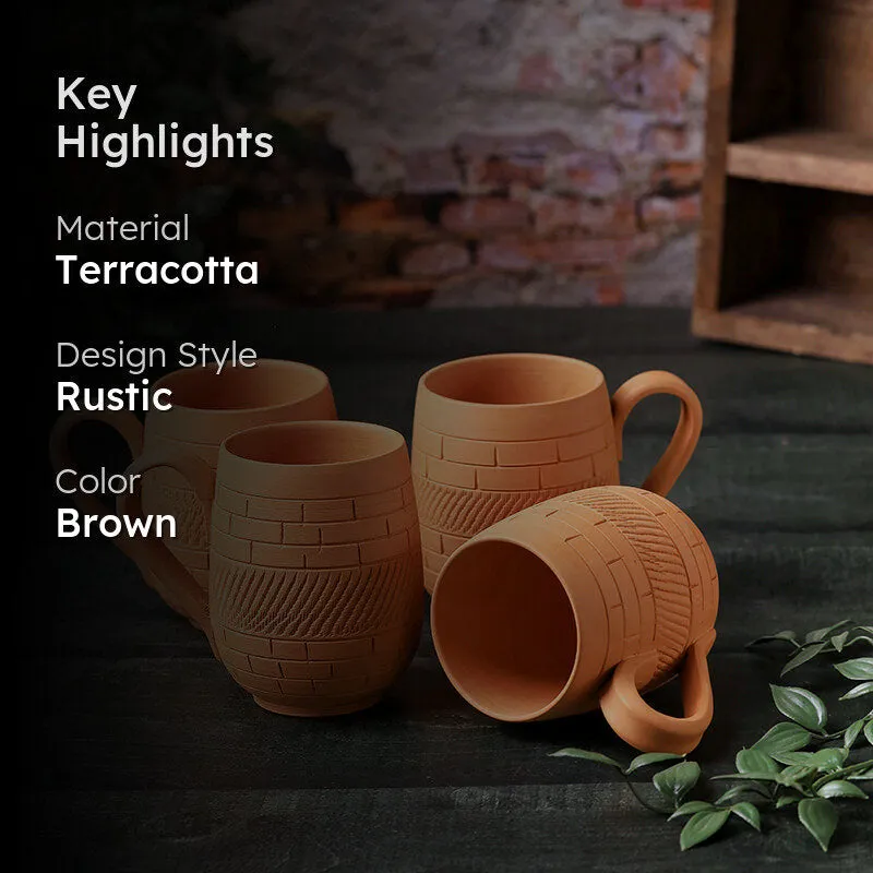 Suvarsha Terracotta Coffee Mug (400 mL Each) - Set of Four media 2