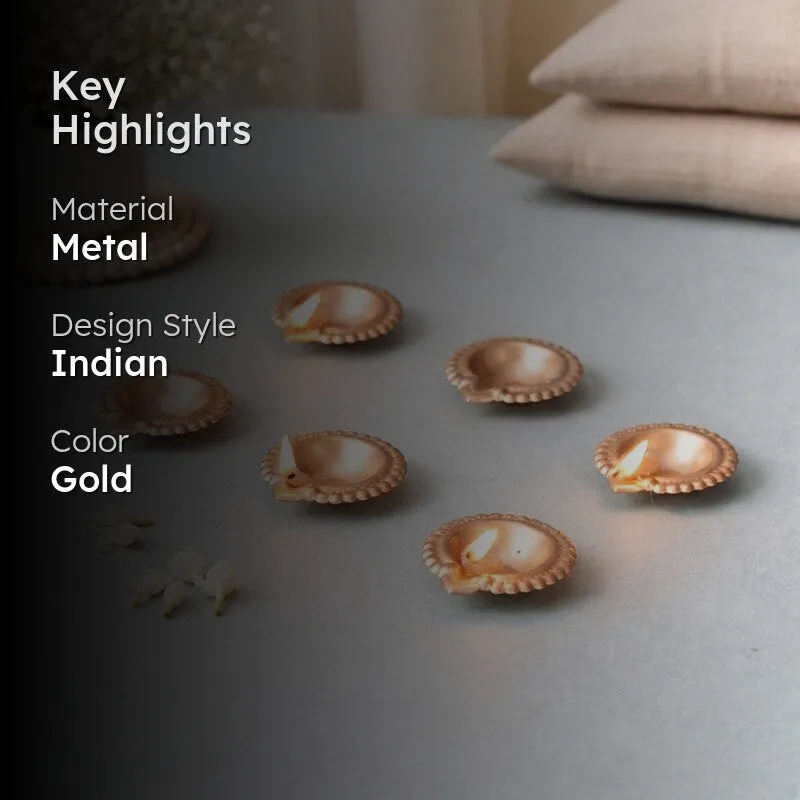 ShubhPrakash Metal Diyas - Set Of Six media 2