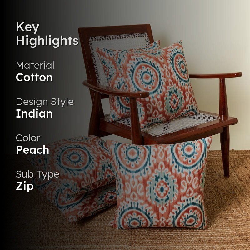Mriksha Cushion Cover (Peach) - Set Of Five media 2