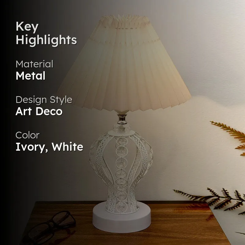 Irelle French Pleat Metal Table Lamp - Ivory,White media 2