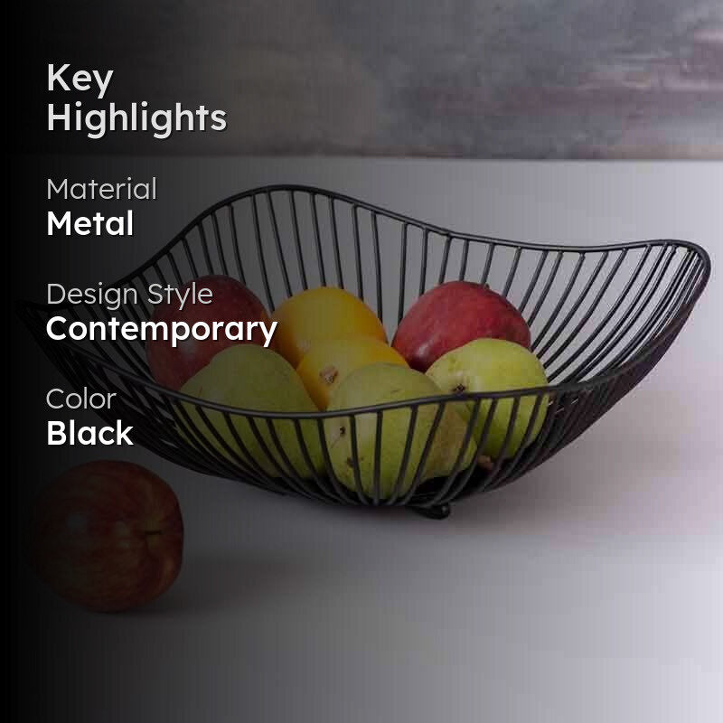 Elegant Black Metal Fruit Basket media 2