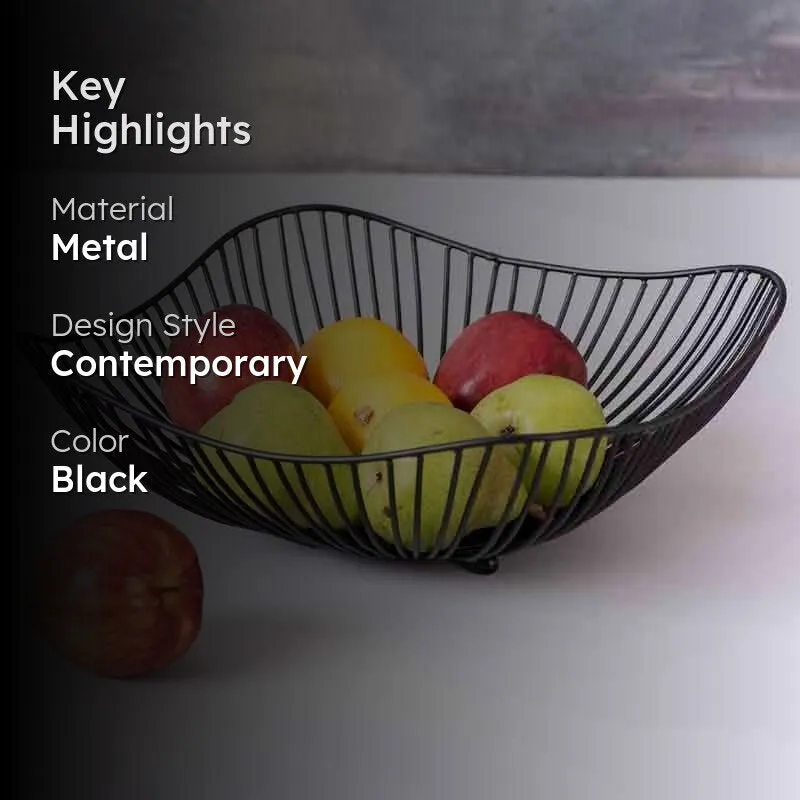 Elegant Black Metal Fruit Basket media 2