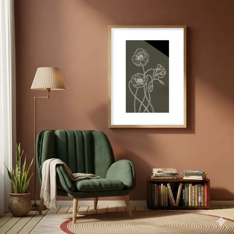 Dark Garden Canvas Wall Painting With Brown Frame media 6