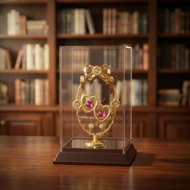 Golden Heart Union 24K Gold Plated Mild Steel Showpiece media 1